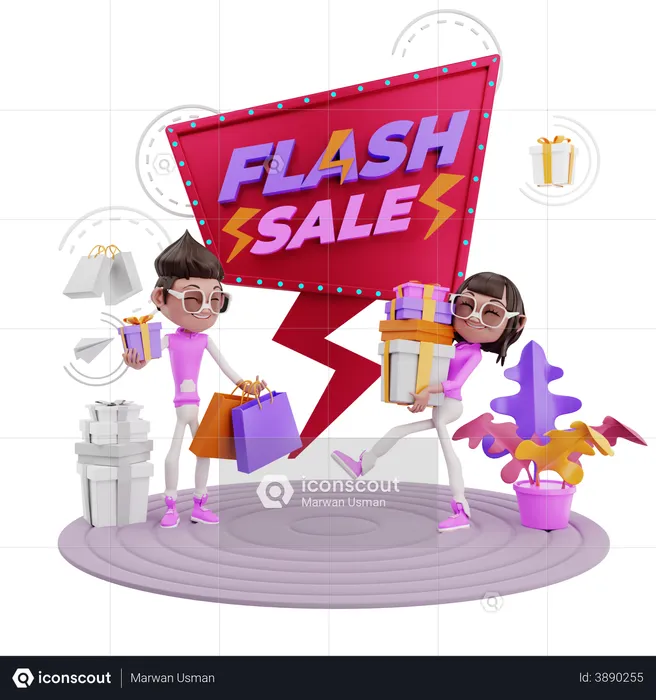 Online Flash Sale  3D Illustration