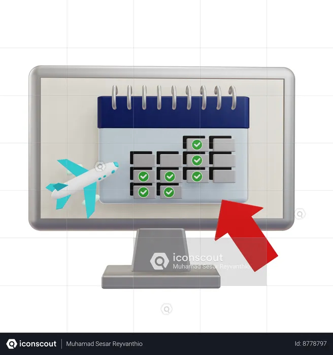 Online Flight Booking  3D Icon