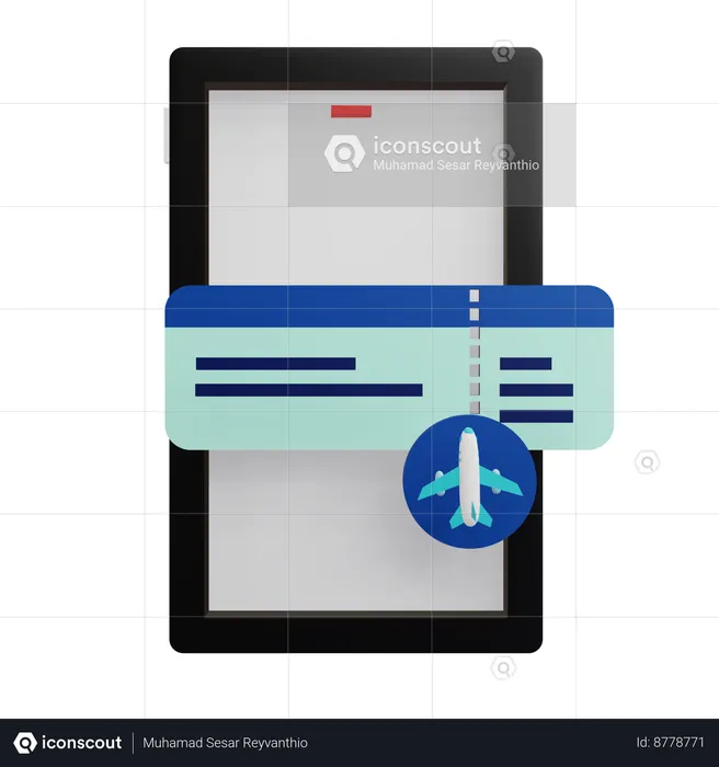 Online Flight Ticket  3D Icon
