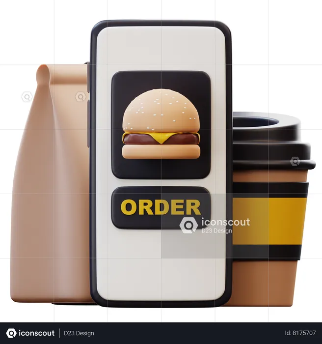 Online Food Order  3D Icon