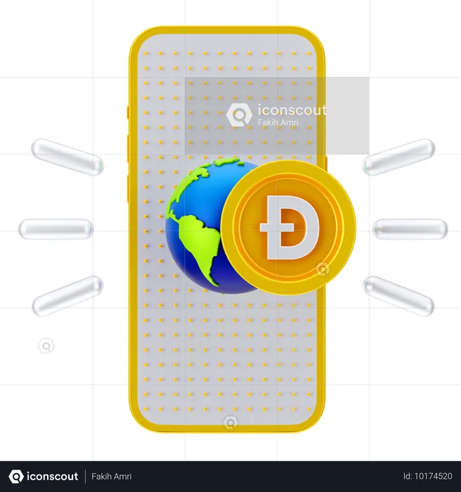 Online Global Dogecoin  3D Icon