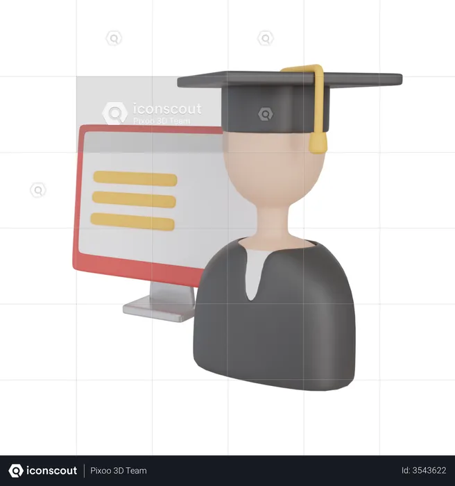 Online Graduation Desktop  3D Illustration