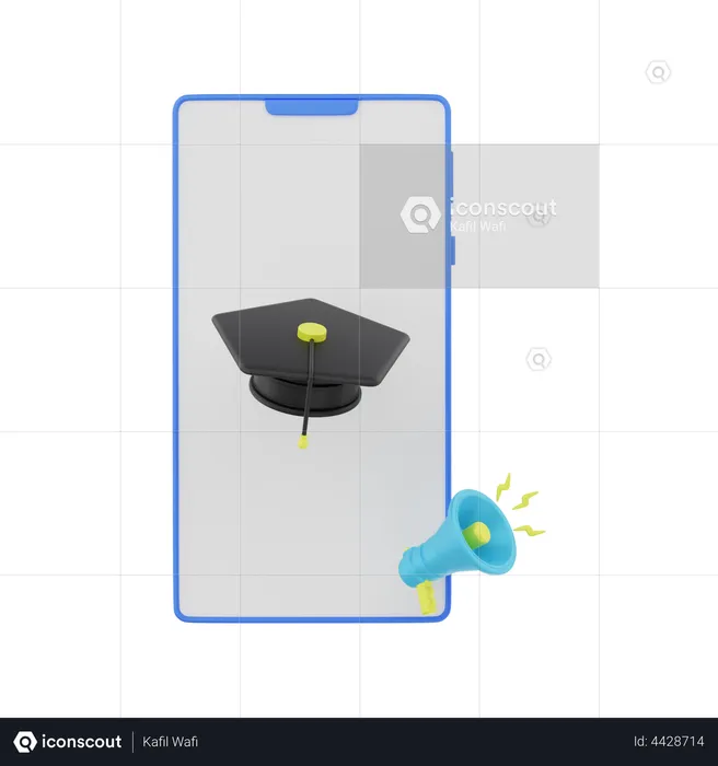 Online Graduation With Megaphone  3D Illustration