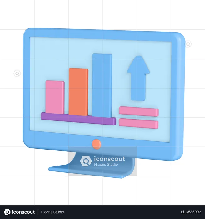 Online Graph Chart  3D Illustration