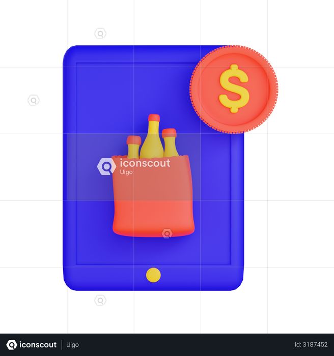 Online Grocery Payment 3D Illustration