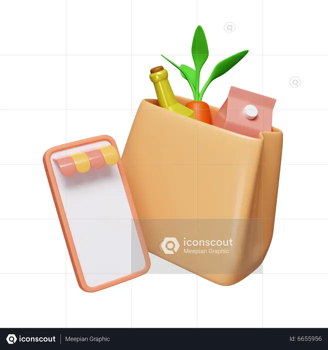 Online Grocery Store  3D Icon