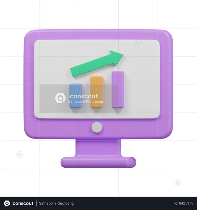 Online Growth Chart  3D Icon