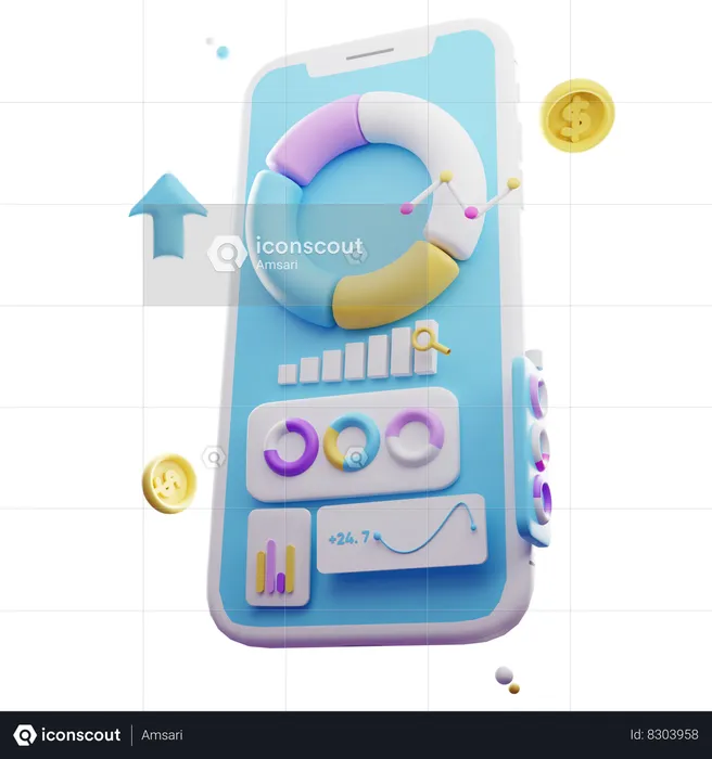 Online Growth Chart  3D Icon