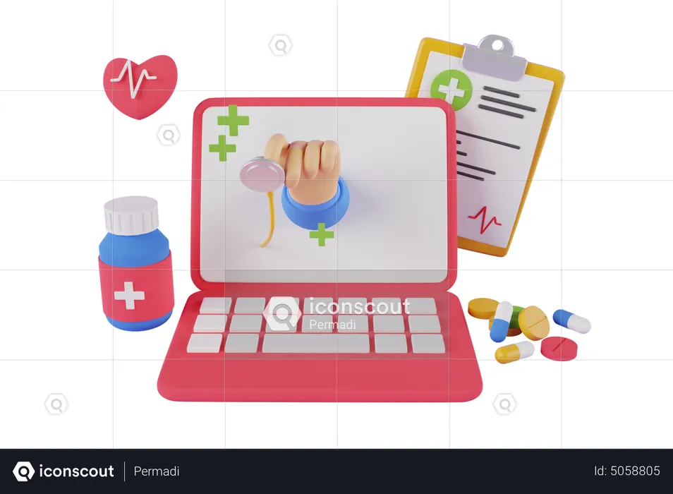 Online healthcare consultation website  3D Illustration
