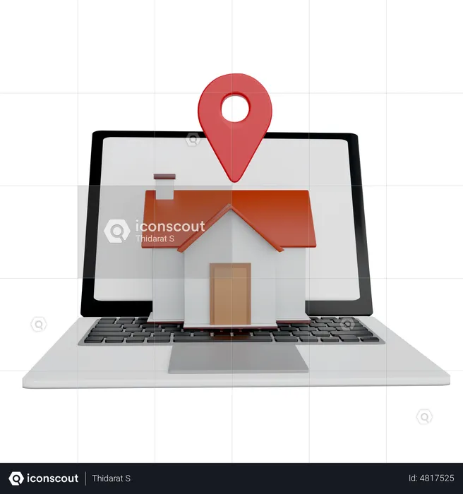 Online Home Location  3D Icon