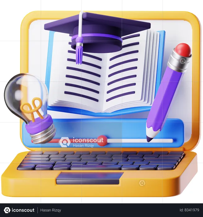 Online Learning  3D Icon