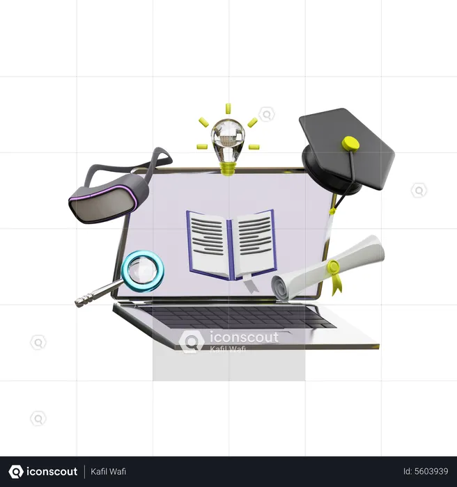 Online Learning  3D Illustration