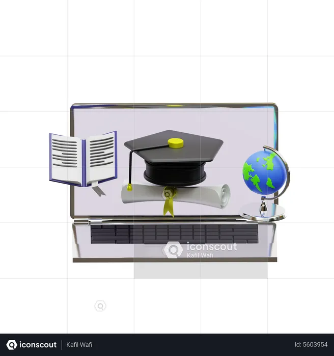 Online Learning  3D Illustration