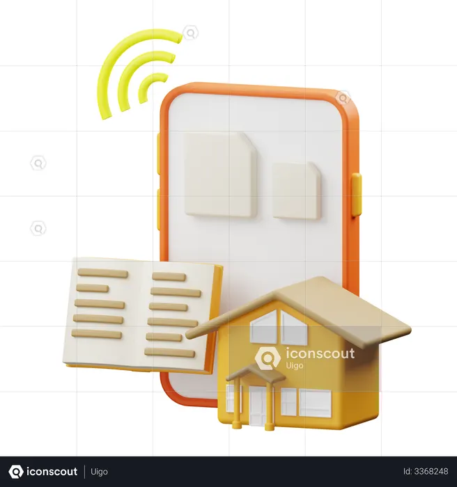 Online learning from home  3D Illustration