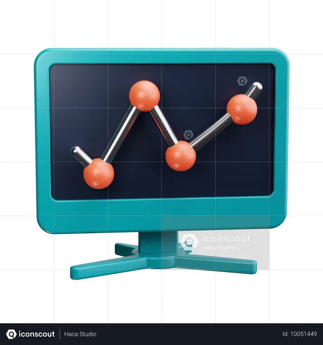 Online Line Chart  3D Icon