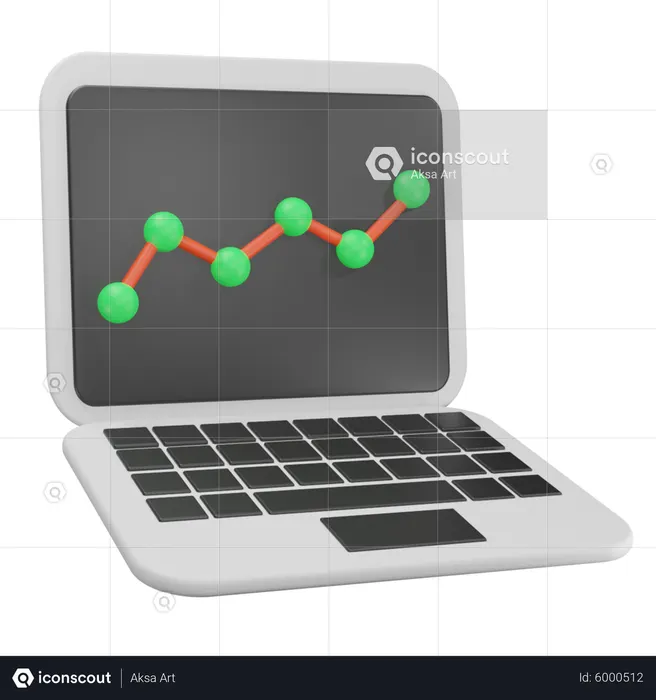 Online Line Chart  3D Icon