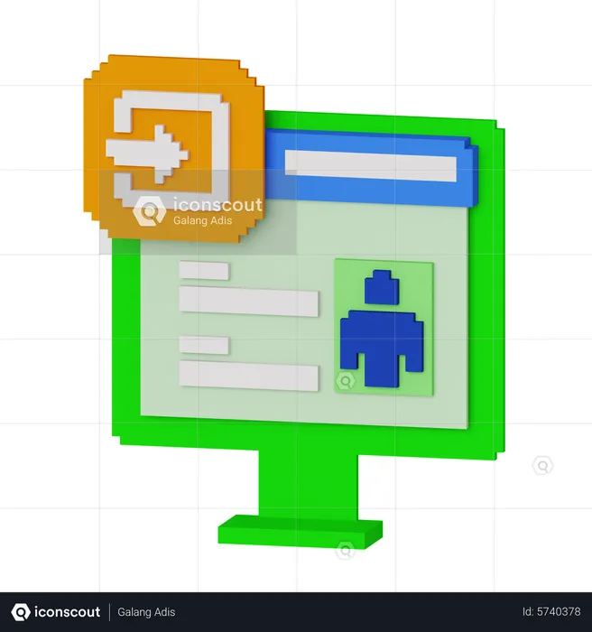 Online Login  3D Icon