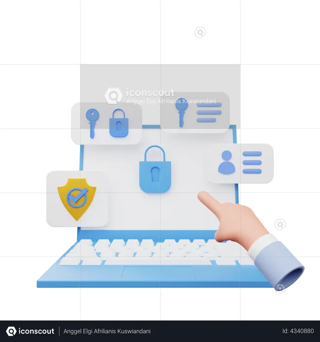 Online login protection  3D Illustration