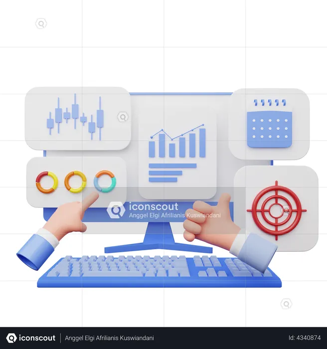 Online market analysis  3D Illustration