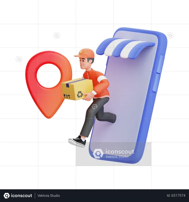 Online marketplace shopping delivery  3D Illustration