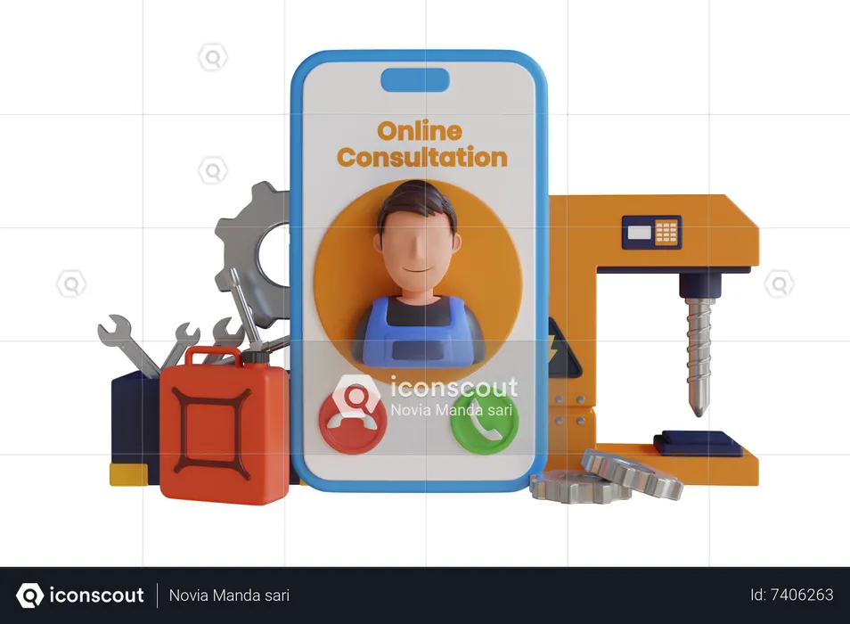 Online mechanic consultation  3D Illustration