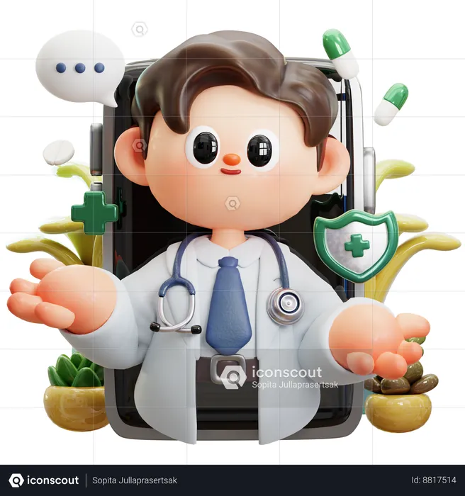Online Medical Consultation  3D Illustration