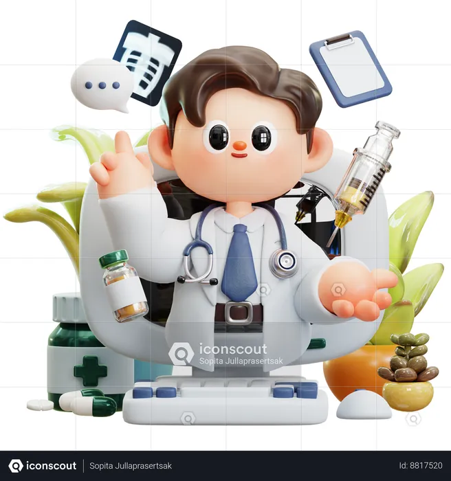 Online Medical Services  3D Illustration