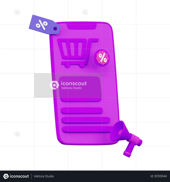 Online Mobile Marketplace  3D Icon