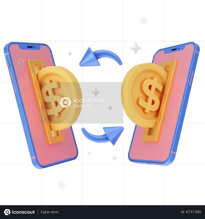 Online Money Transfer  3D Illustration