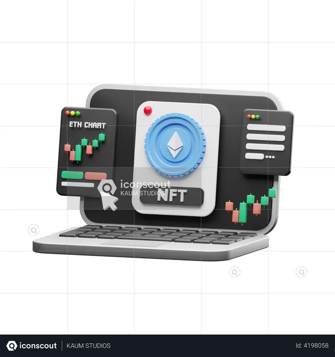 Online NFT trading  3D Illustration