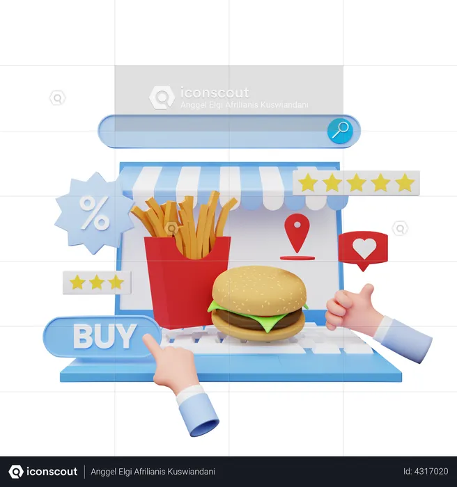 Online Order Food  3D Illustration