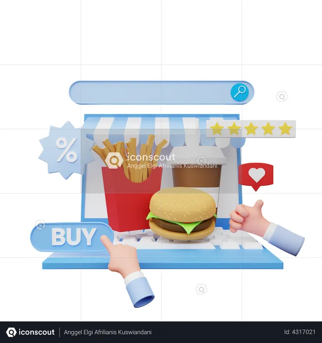 Online Order Food  3D Illustration