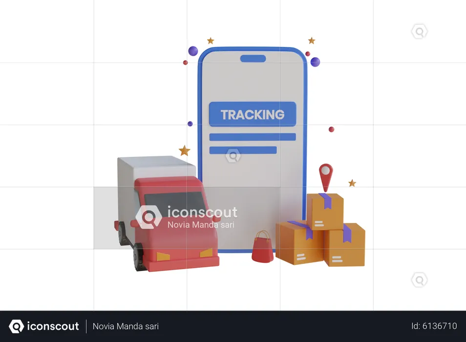 Online Order Tracking Application  3D Illustration