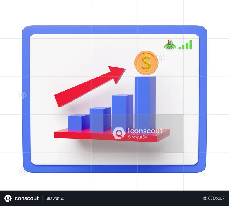 Online Profit Growth  3D Icon