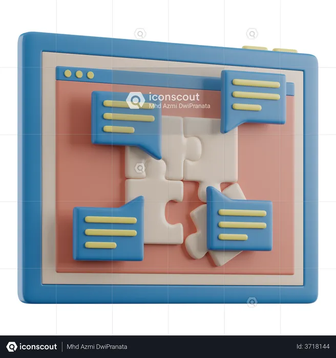 Online Puzzle Solving  3D Illustration