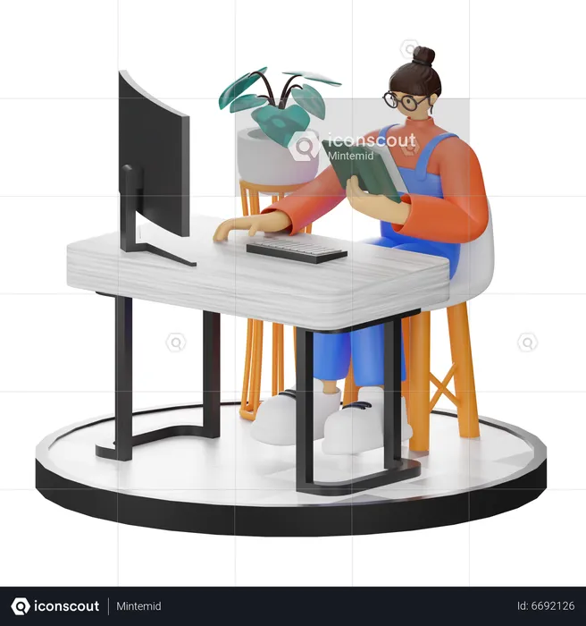 Online Reading  3D Illustration