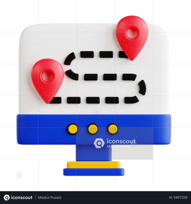 Online Route  3D Icon