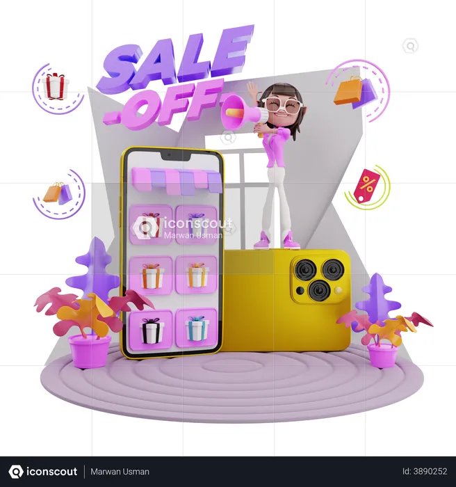 Online Sale Announcement  3D Illustration