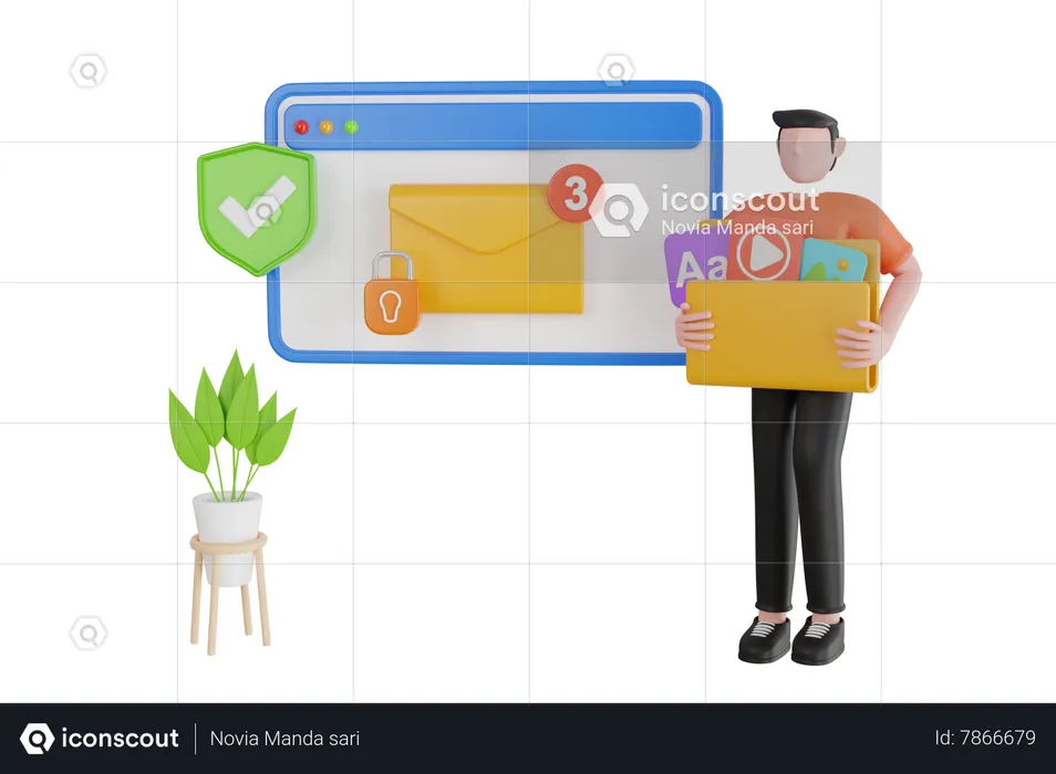 Online secure encrypted email service  3D Illustration