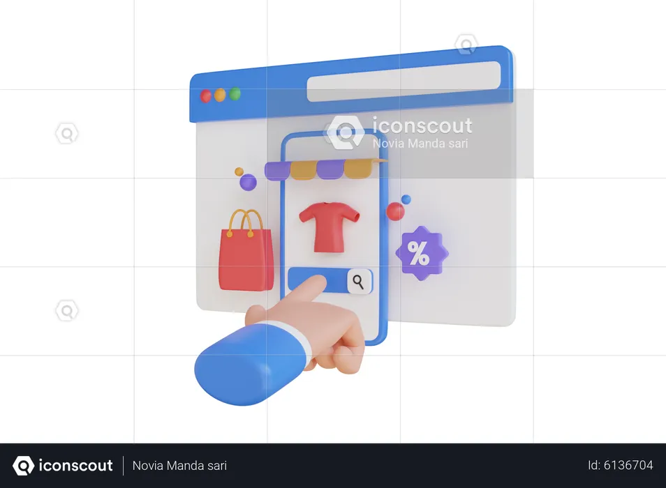 Online Select Shopping Item  3D Illustration