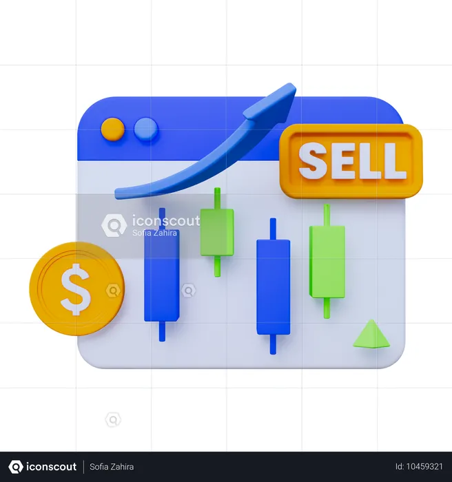 Online Sell Growth  3D Icon