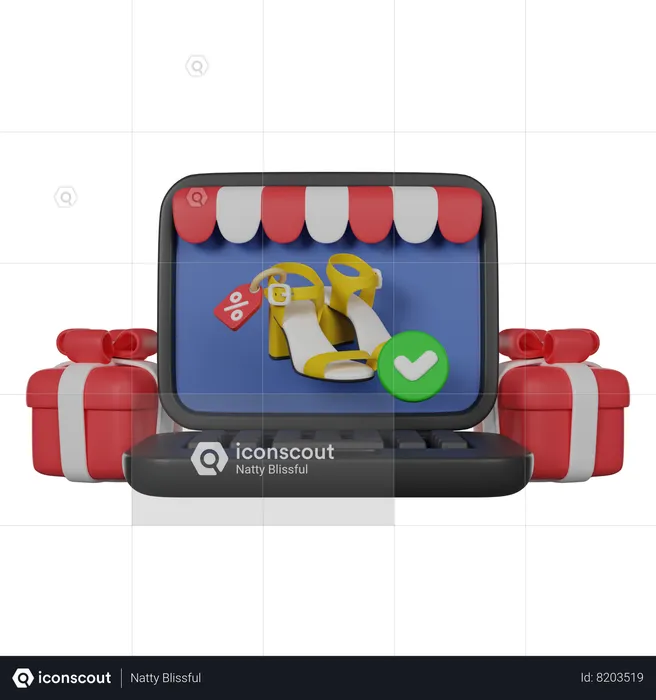 Online Shoe Shopping  3D Icon