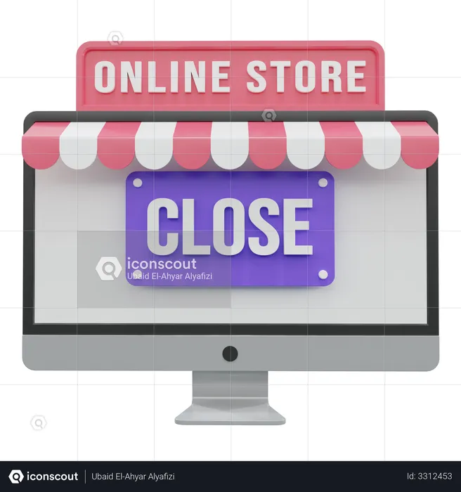 Online Shop Close  3D Illustration