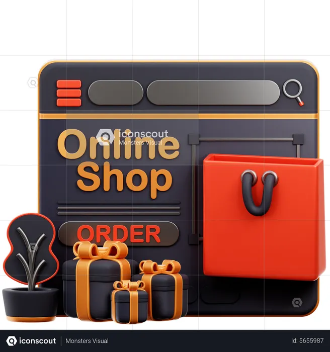 Online Shop Landing Page  3D Icon
