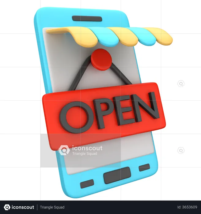 Online Shop Open  3D Illustration
