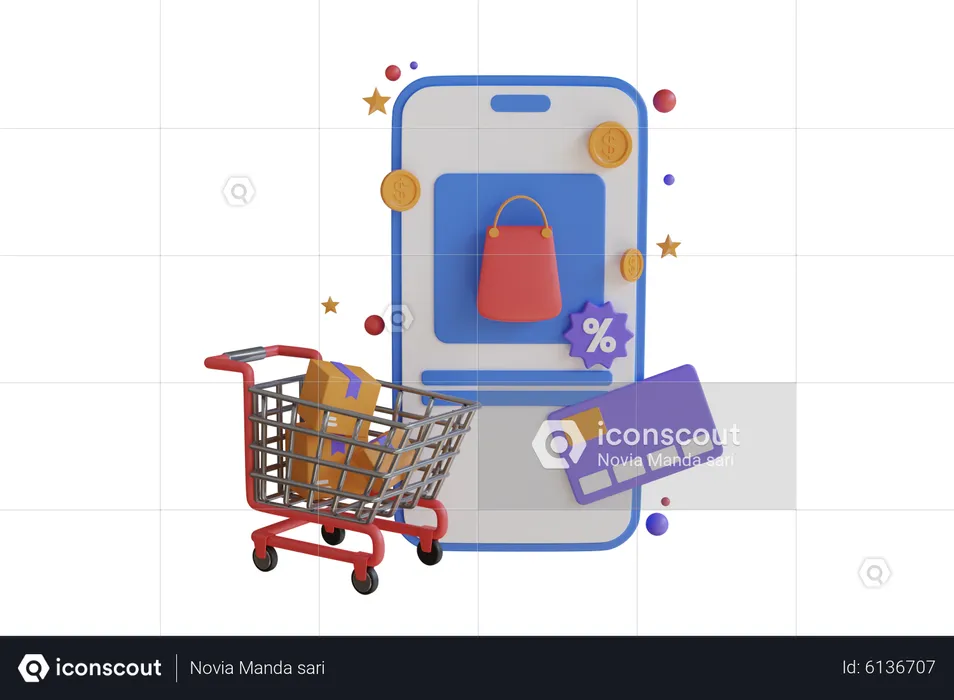 Online Shopping  3D Illustration