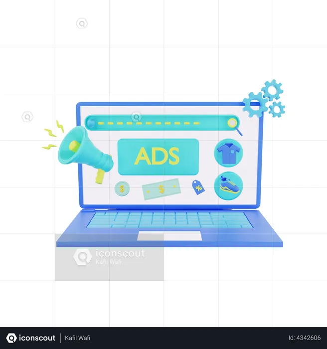 Online Shopping Ads  3D Illustration