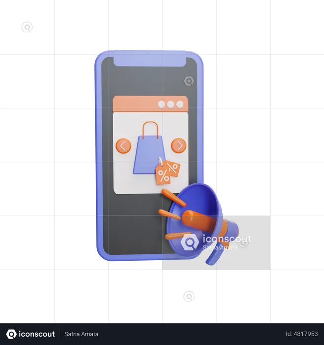 Online Shopping Ads  3D Icon
