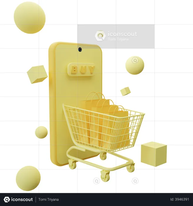 Online-Shopping-App  3D Illustration