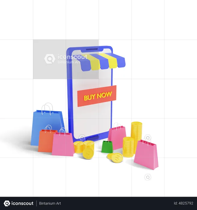 Online Shopping App  3D Illustration